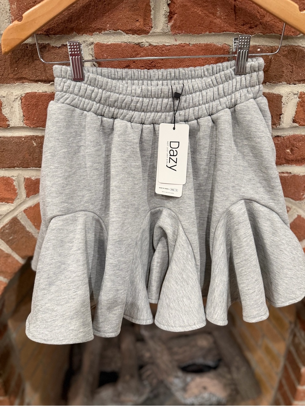 Dazy Light Gray Ruffle Hem Skater Skirt